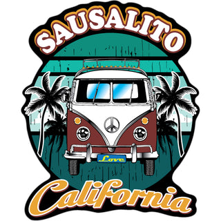 OK4 Sausalito  CA Burgundy Bus Front View (00162) Sticker