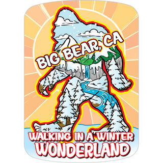 Big Bear California   Big Foot Walking in a Winter Wonderland Sticker