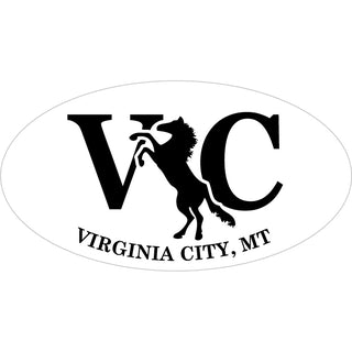 Virginia City MT Horse Silhouette Euro Oval mini Sticker