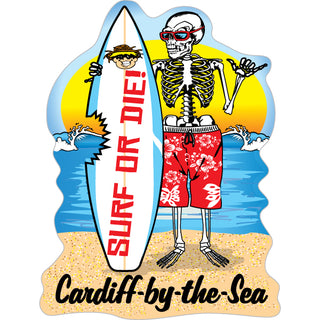 Cardiff by the Sea Surf or Die Skeleton Sticker
