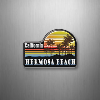 Hermosa Beach  CA   Colorful Palm Sunset 3D Magnet