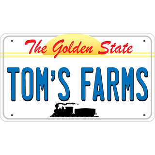 Toms Farms   Toms Farms The Golden State License Plate Sticker