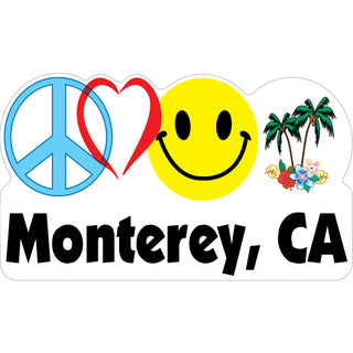Peace Heart Happy Palms   Monterey  CA Peace Heart Happy Sticker
