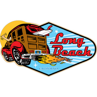 Long Beach   Rounded Diamond Woody Sticker