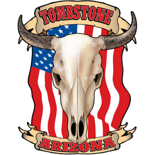 Tombstone  Arizona Flag Steer Skull Sticker