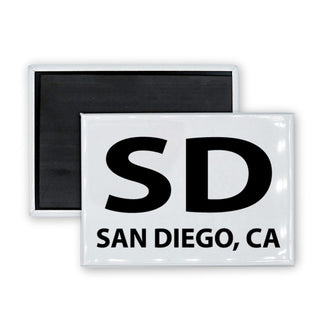 San Diego  CA   Black & White Euro Oval Rectangle Badge Magnet