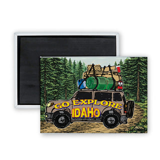 Idaho   Go Explore Jeep Rectangle Badge Magnet