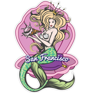 Mermaid In A Shell San Francisco Sticker