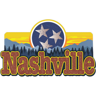 Nashville Mountains Flag Circle Sticker