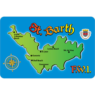 St Barth FWI   Island Map Sticker