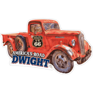 Dwight   Route 66 Red Truck Sticker