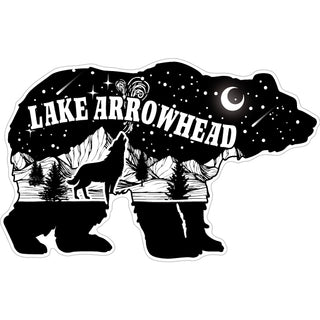 Lake Arrowhead   Bear with Mountain Night Scene inside Sticker