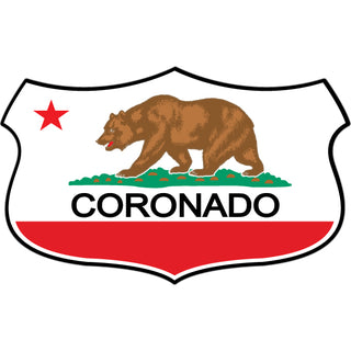 OK4 Coronado  Ca Flag Wide Shield (01061) Sticker