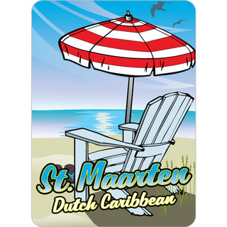 St. Maarten Dutch Caribbean   Umbrella Beach Chair Scene Sticker