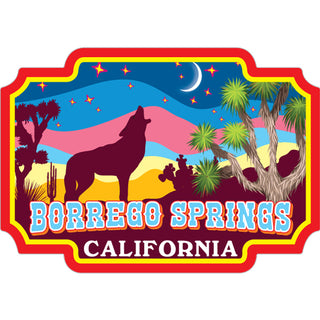 Borrego Springs  California   Howling Coyote Multi Colors Sticker