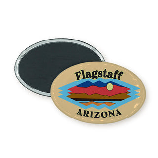 Flagstaff Arizona Tan Oval Sunset Oval Badge Magnet
