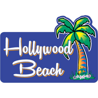 OK3 Hollywood Beach Purple Rectangle w Palm Tree Sticker