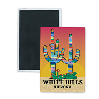 White Hills  AZ Colorful Cacti Rectangle Badge Magnet