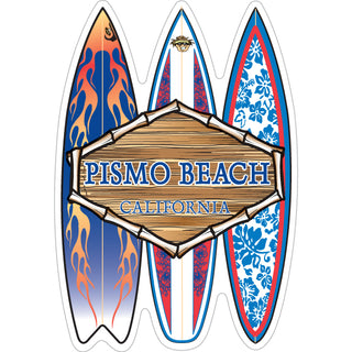Pismo Beach  California   3 Surfboards Wood Sign Sticker