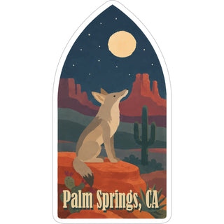 Palm Springs Desert Flat Coyote Howling at The Moon Sticker