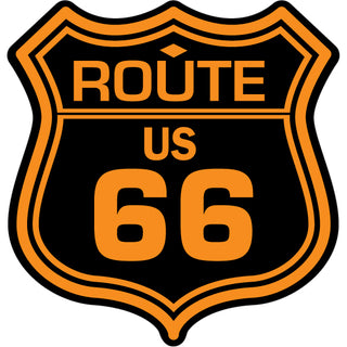 Route 66   Black and Orange Shield Sticker