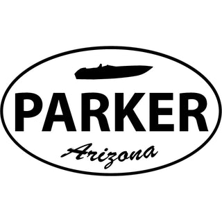 Parker AZ Speed Boat Black & White Euro Oval Sticker