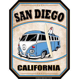 OK4 San Diego  CA Vintage Bus Cut Corners (00190) Sticker