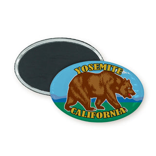 Yosemite  California   Gold & Brown Bear Oval Oval Badge Magnet