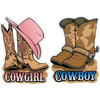 Novelty   Cowgirl and Cowboy Boots Sticker
