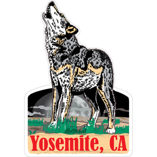 Yosemite  CA Wolf Howling at Moon (00078) Sticker