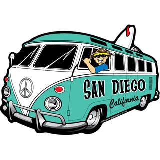 OK4 San Diego  CA Teal Bus Corner View (00151) Sticker