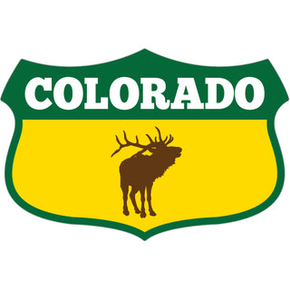 Colorado   Wide Shield Elk Sticker