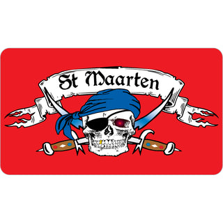 St Maarten   CROSSED SWORDS banner with Skull Sticker
