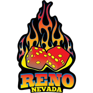 Reno Nevada   Flaming Dice Sticker