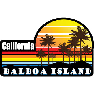 Balboa Island  CA   Colorful Palm Sunset Sticker
