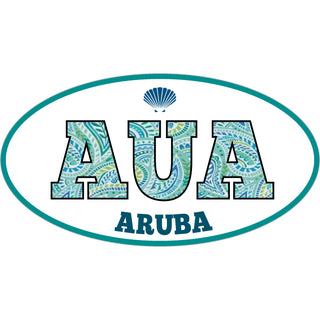 Aruba   Paisley Letters Euro Ova Sticker