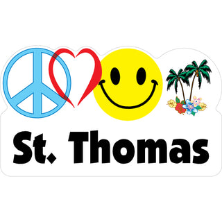 St Thomas   Peace Heart Happy Palms Sticker