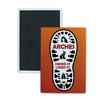 Arches   Hiked It Liked It Boot Print Rectangle Badge Magnet