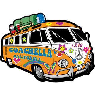 Coachella California   Hippie Bus With Camping Gear Sticker