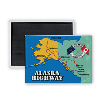Alaska Highway Map Rectangle Badge Magnet