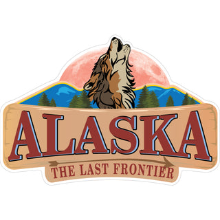 Alaska Howling Wolf Moon Sign Sticker