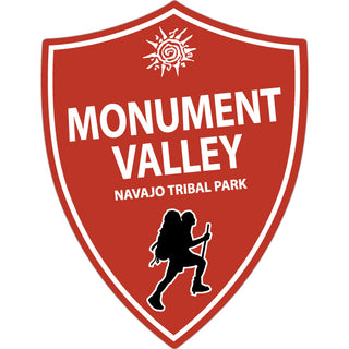 OK4 Monument Valley Brick Red Hiker Silhouette Shield Sticker