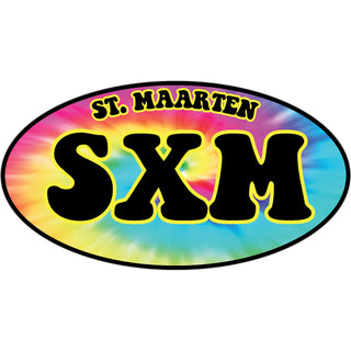 St Maarten Tie Dye Oval Sticker