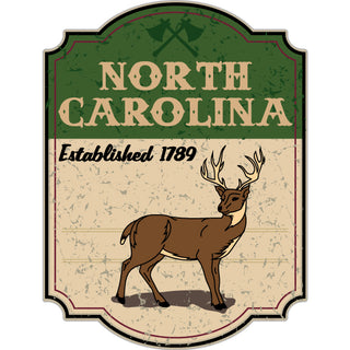 North Carolina Green Sign w Deer est. 1789 Sticker