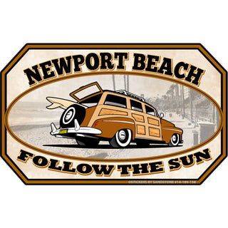 OK4 Newport Beach Woody Follow The Sun Sticker