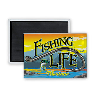 MONTANA FISHING LIFE Rectangle Badge Magnet
