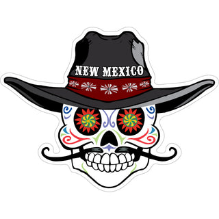 New Mexico   Cowboy Hat Sugar Skull Sticker