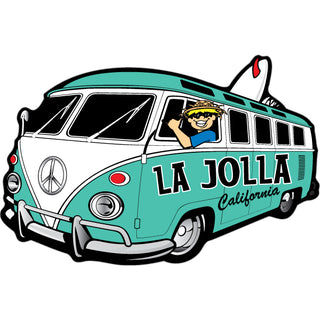 La Jolla  California   Bus Corner View Surfboard Sticker