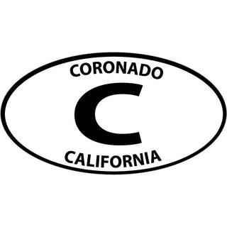 Coronado  California   Black & White Euro Oval Sticker