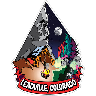 Leadville Colorado Abstract Camping Night Scene Campfire Sticker